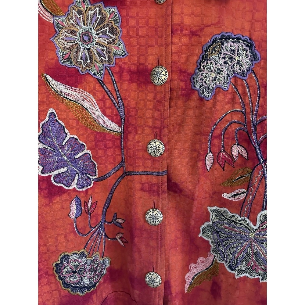 Drapers & Damons Artwear Embroidered Floral Jacket Boho Women Petite Large - Picture 8 of 13